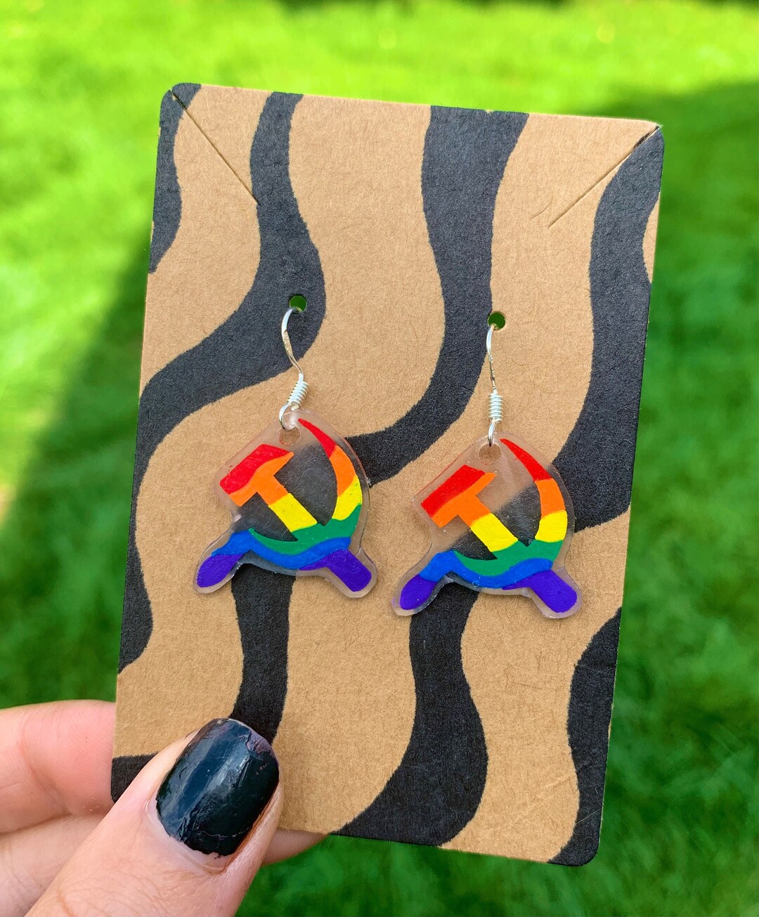 Rainbow Hammer and Sickle Earrings / Choose Standard Earrings Etsy
