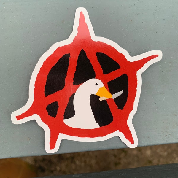 Anarchist goose sticker  /  9x9cm  /  Anarchist Anarchy Left Wing Political Communist Communism Leftist Socialist Socialism Pride LGBTQ LGBT