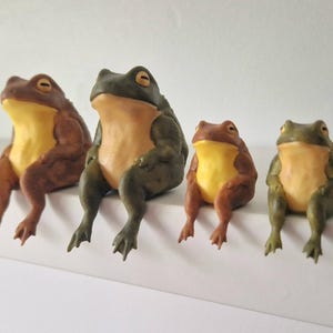 Big Toad and Little Toad - 3cm and 5cm Tall - Hand Painted - UK Postage and Dispatch