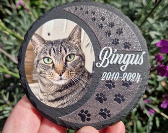 Custom Pet Photo Memorial Slate - 3D Textured Detail - Pet Loss Sympathy Gift - Remembrance Plaque - Cat or Dog