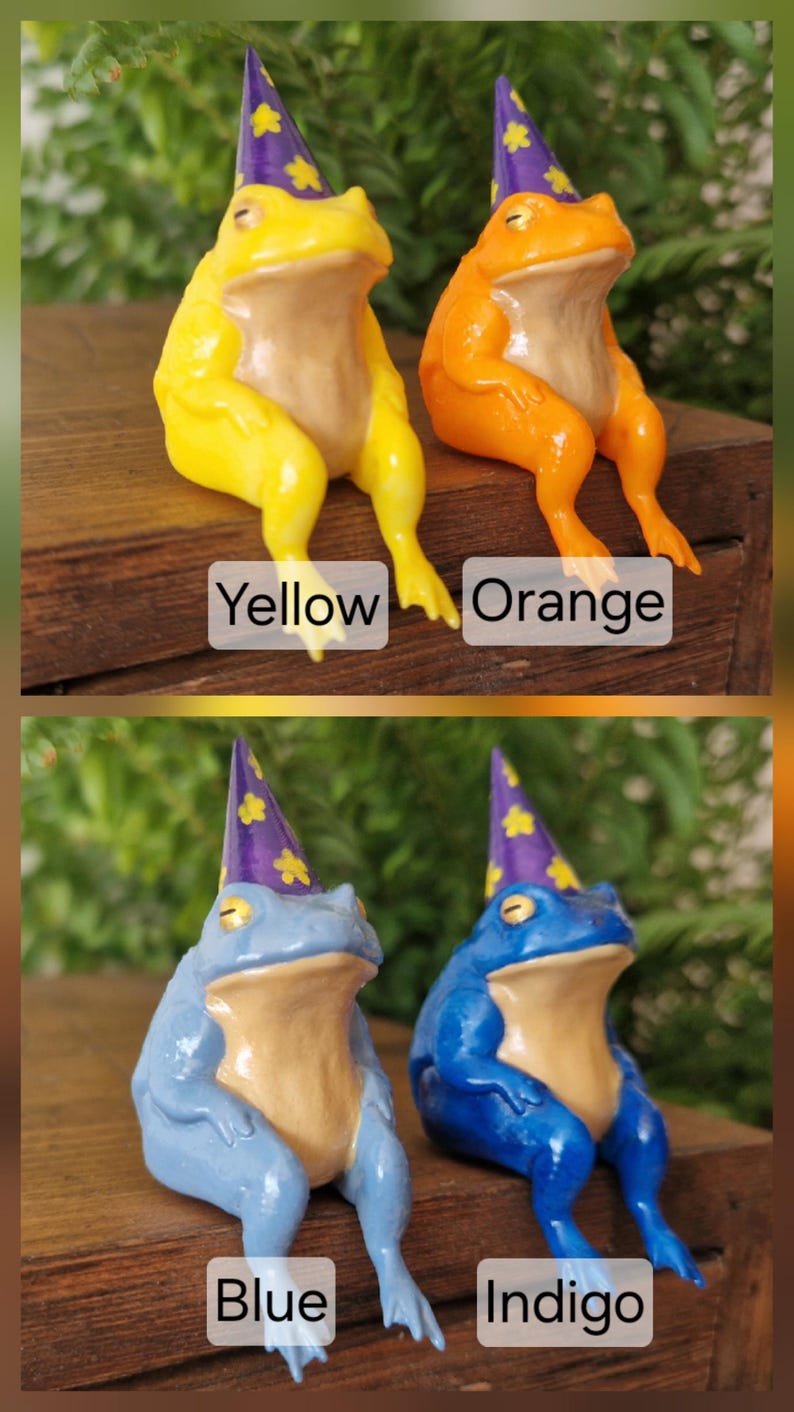 Trollkarlsgroda Miniatyr Hyllfigur – Handmålad Fantasy Skrivbordsdekor – 5,5 cm Hög bild 7
