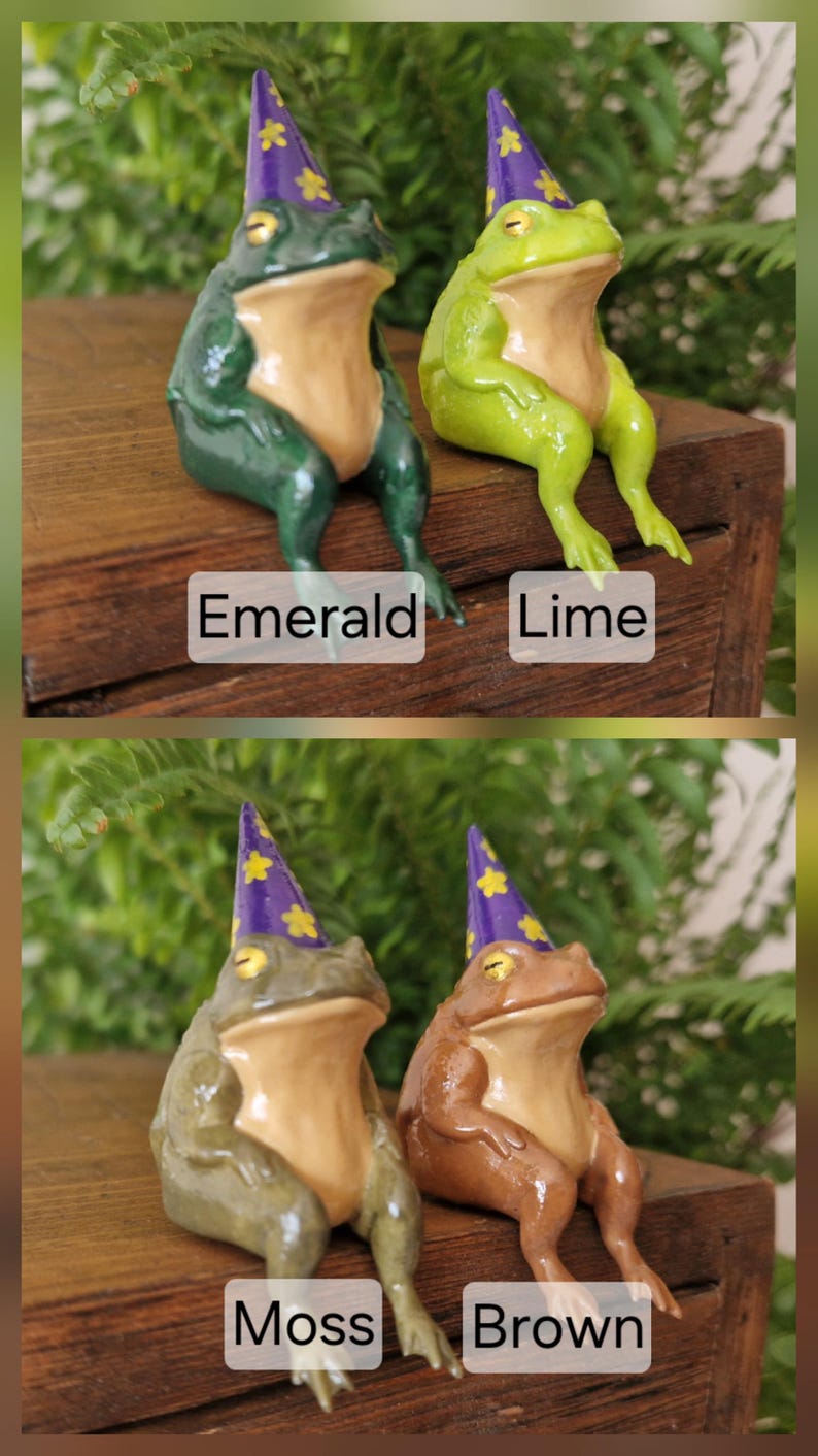 Trollkarlsgroda Miniatyr Hyllfigur – Handmålad Fantasy Skrivbordsdekor – 5,5 cm Hög bild 6