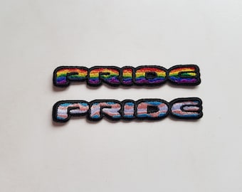 Trans + LGBTQ Pride Embroidered Patch Double Pack - Iron-on or Sew-on - 8cm x 1cm - Free UK Postage