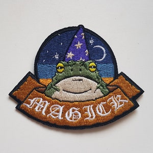 Embroidered Wizard Frog Patch - Exclusive Design! - 8cm x 7.5cm - Iron-on or Sew-on - UK Dispatch + FREE UK Postage