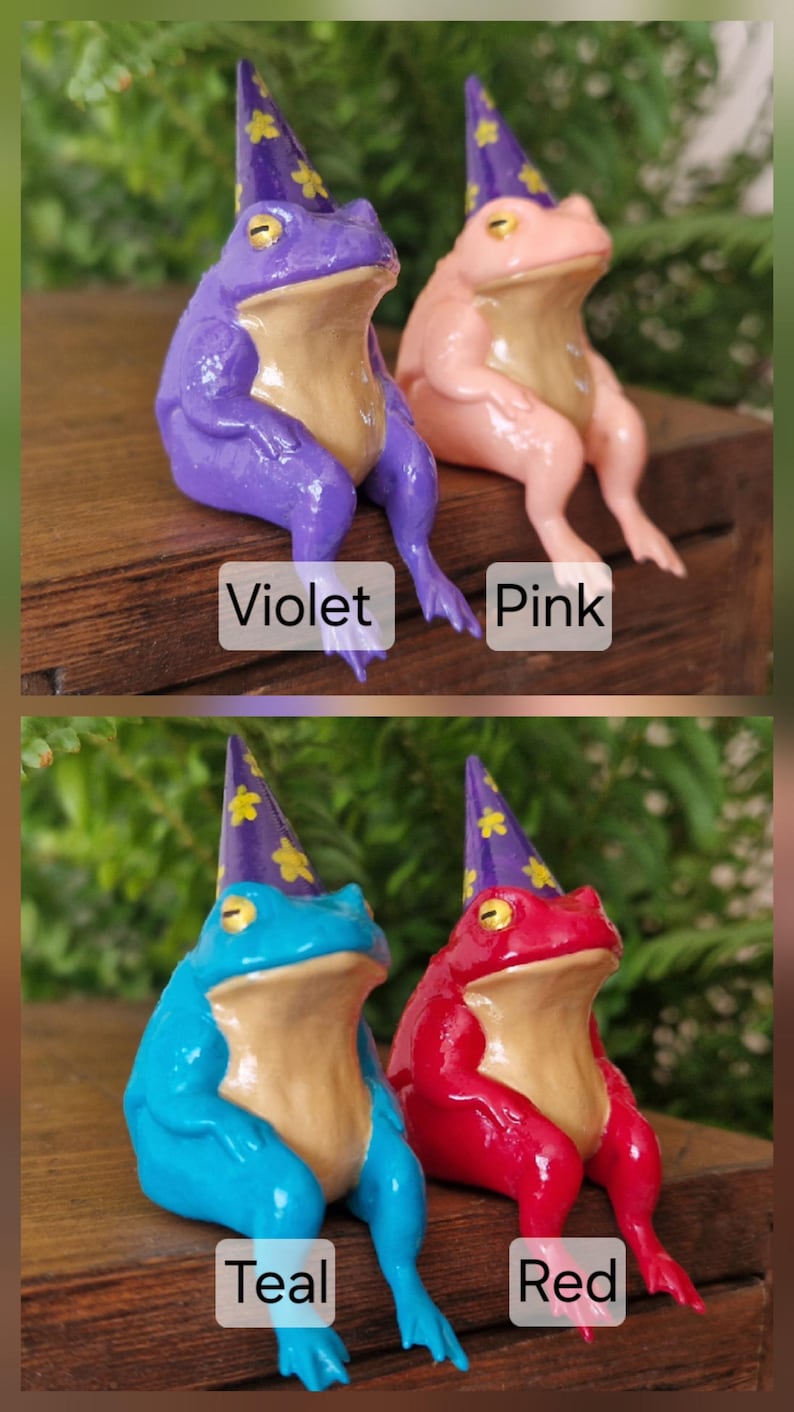 Trollkarlsgroda Miniatyr Hyllfigur – Handmålad Fantasy Skrivbordsdekor – 5,5 cm Hög bild 8