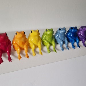 Miniature Rainbow Candy Frog Figurines - 3cm Tall - Hand Painted - Sits on Any Flat Edge