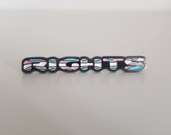 Trans Rights Enamel Pin - Double Butterfly Clasp - 4cm x 0.5cm