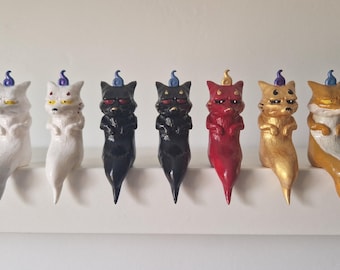 Adorable Miniature Kitsune Fox Yokai Figurines - 6cm Tall - 7 Styles Available - UK Postage and Dispatch