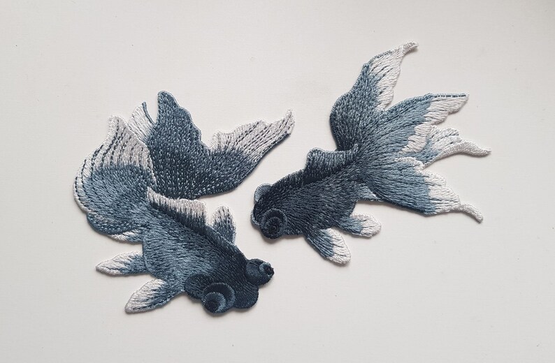 A Pair of Embroidered Max 68% OFF Fish Patches - Blue Max 74% OFF 8.5cm Navy Appliques