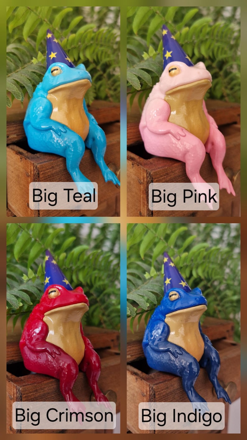 Trollkarlsgroda Miniatyr Hyllfigur – Handmålad Fantasy Skrivbordsdekor – 5,5 cm Hög bild 4