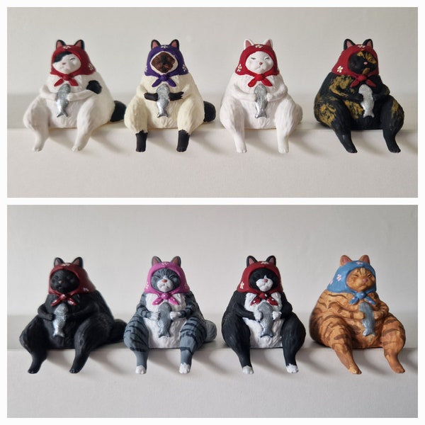 Miniature Tubby Babushka Cats - Super Detailed - 3.5cm Tall - Fully Hand Painted
