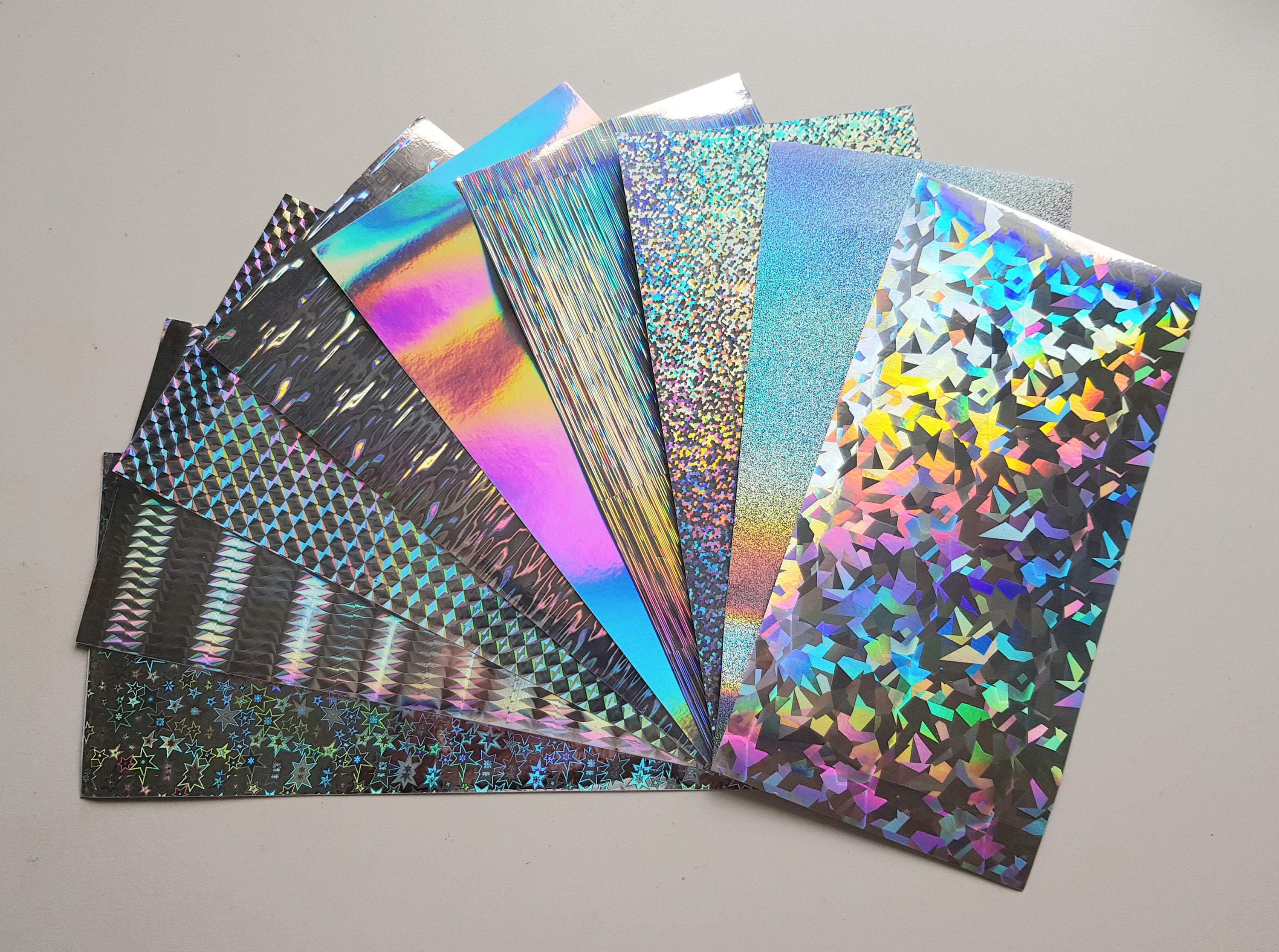 30 Sheets 10 Style Holographic Sticky Paper Holographic Laminate Sheets  Adhes