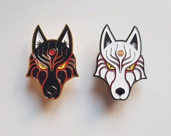 Kitsune Fox Mask Enamel Pins – Japanese-Inspired Design - Exclusive Design - 5cm x 3.5cm