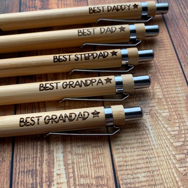 Best dad daddy grandad grandpa stepdad laser engraved bamboo pen birthday fathers day keepsake