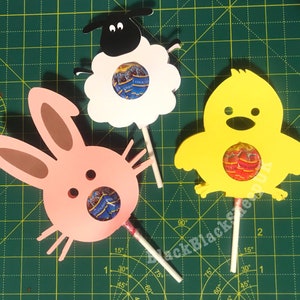 Easter Bunny, Sheep, Chick Lolly Holder SVG: Cricut Cutting File