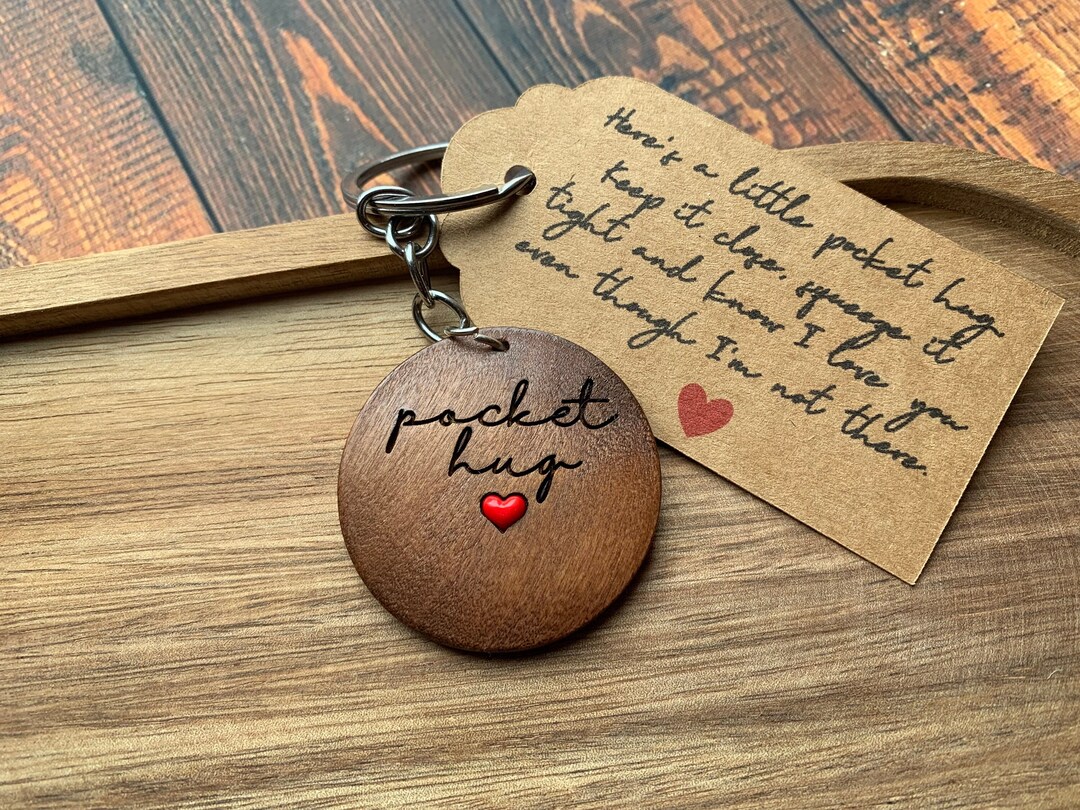 Pocket Hug Engraved Wooden Keyring Keychain With Cute Little Heart ...