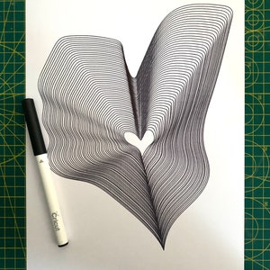 abstrakcyjne geometryczne serce 3d efekt pojedyncza linia svg do cricut rysunek foliowanie natychmiastowe pobieranie folia pióro szkic długopis tłoczenie