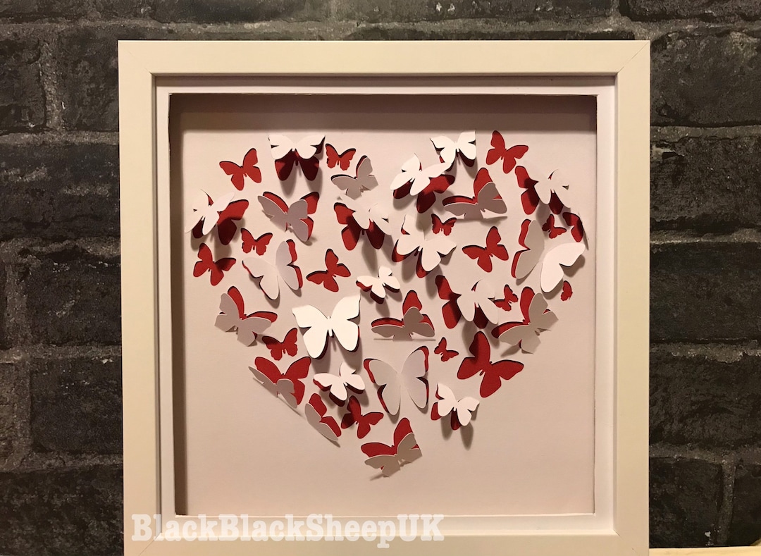 SVG 3D Pop up Papercraft Butterflies in Heart Shape Digital Cutting ...