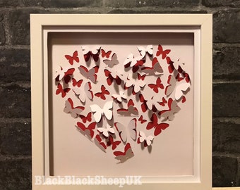 SVG 3D pop up papercraft butterflies in heart shape digital cutting file