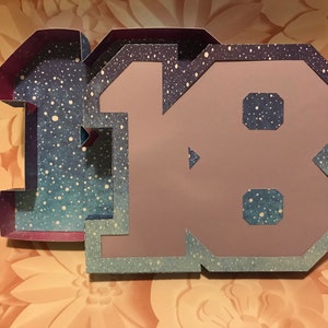 número rellenable 18 con tapa SVG 3D números rellenables hueco caja vacía papel artesanía cricut descarga digital caja de regalo