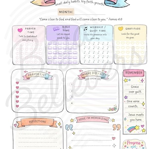 Little Steps With Jesus | 30 Day Christian Growth Tracker | Prayer, Worship & Gratitude Journal | Printable PDF