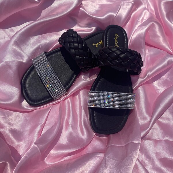 colorful rhinestone sandals