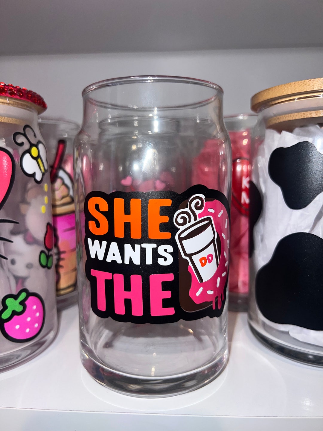 Dunkin Iced Coffee Cup,iced Glass Cup, Coffee Glass Cups Etsy