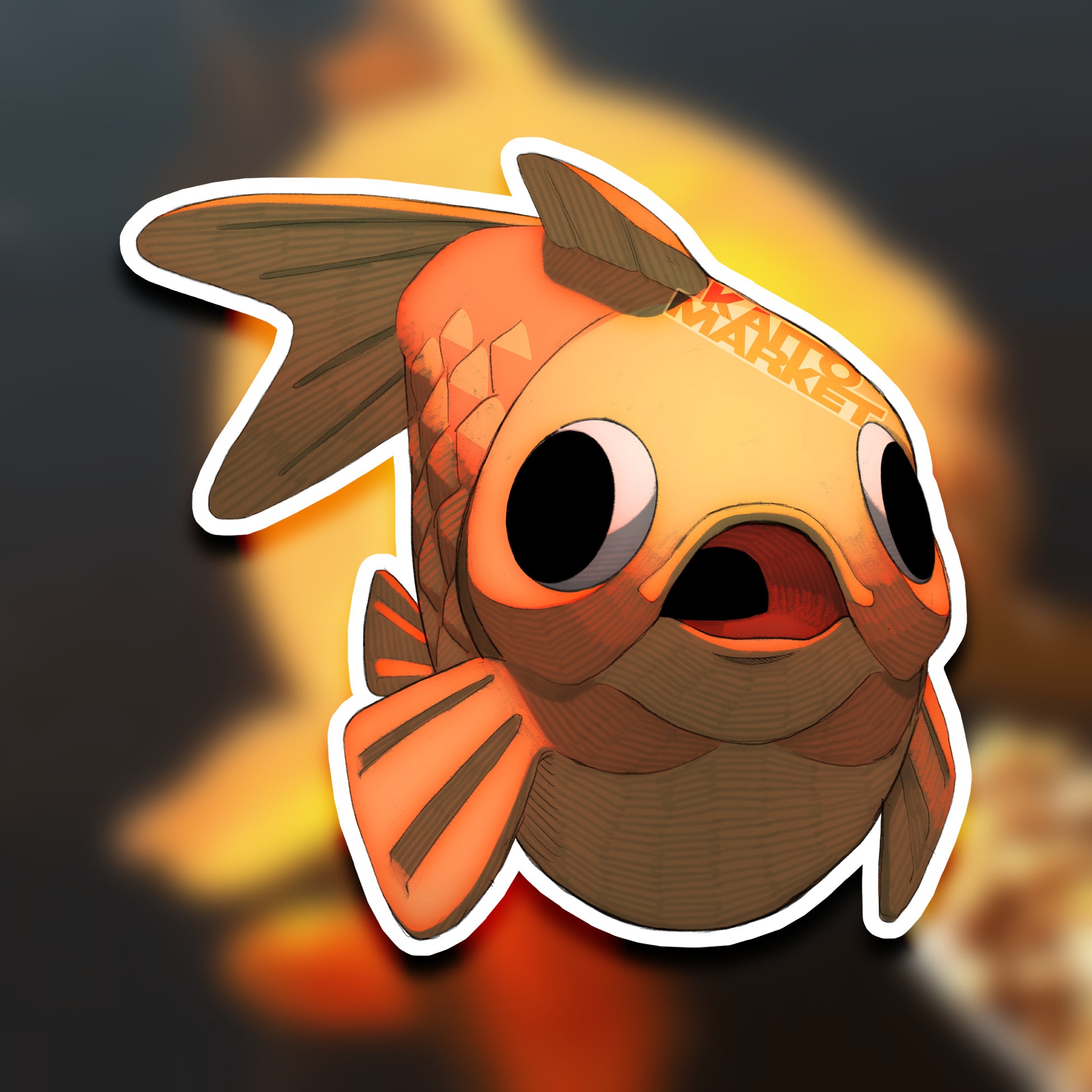 Fat Goldfish Sticker Big Fat Goldfish Sticker - Etsy