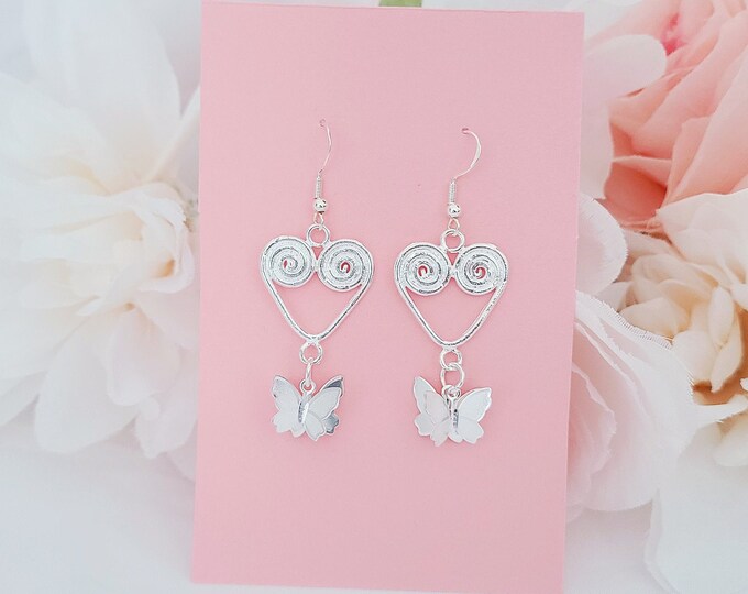 handcrafted Hearts of Butterflies Earrings