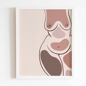 Body art astratta, body print, arte della parete astratta, body wall art, body line art, plus size art, body positive digital print, instant download