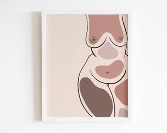 Abstract body art, body print, abstract wall art, body wall art, body line art, plus size art, body positive digital print, instant download