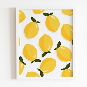 Lemon Digital Print, Fruit Digital Print, Printable Lemon Wall Art, Instant Download Lemon Art Print, Citrus Plant Abstract Digital Art