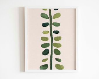 Plant digital print, green leaf watercolor, ivy vine print, botanical nature plant decor, minimalist, instant download, printable wall art