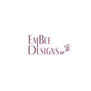 May include: A logo for a business called "EmBee Designs co." with a stylized bee illustration.