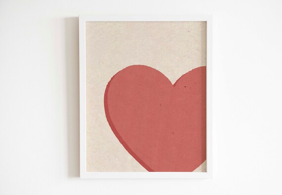 Heart Digital Print, Valentines Day Printable Wall Art, Minimalist Heart Print, Instant Download Valentines Art, Abstract Love Art Decor