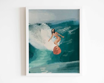 DAIKI 「ビック ウェーブ」真筆 油絵 絵画 サーフィン 波乗り ビッグウェーブ。ダウンロード可能なオリジナル絵画、キャンバスなし