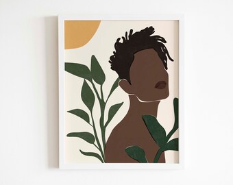 Abstract boy digital print, abstract man wall art, boho printable art, modern minimalist art, Black man art, male art, instant download