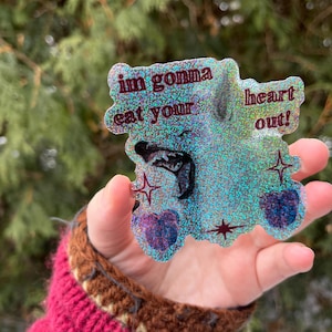 i'meckente dein Herz aus - Vinyl Sticker | wasserdicht Wetterfest | Glitzernder Canine Hund als Mgmt Little Dark Age
