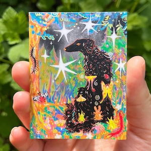 borzoi and bugs "me and my friends" - vinyl sticker | waterproof weatherproof | bug whimsigoth russian wolfhound borzoi