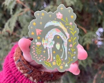 nature's heartbeat - vinyl sticker | waterproof weatherproof |  ethereal whimsical dog canine wolf woodland