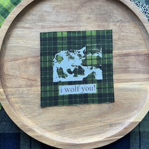 i wolf you! - sew on fabric patch, diy your clothes, punk patch