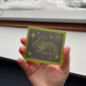私を透視 - ビニールステッカー | 防水、耐候性 | 妖精グランジ、気まぐれ、ダーク、骨、ゴシック、ウサギ、スケルトン、ウサギのスパイラル