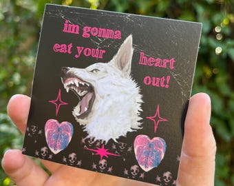 I'm gonna eat your heart out - vinyl sticker | waterproof weatherproof | mgmt inspired little dark age wolf canine bite grunge alternative