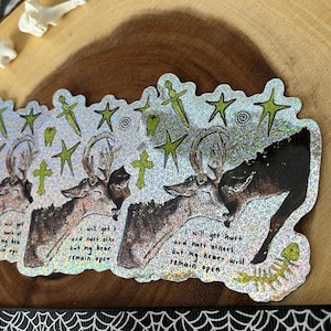 mijn hart blijft holografisch open - vinylsticker | waterdicht weerbestendig | Sparkly glitter bos herten grillig
