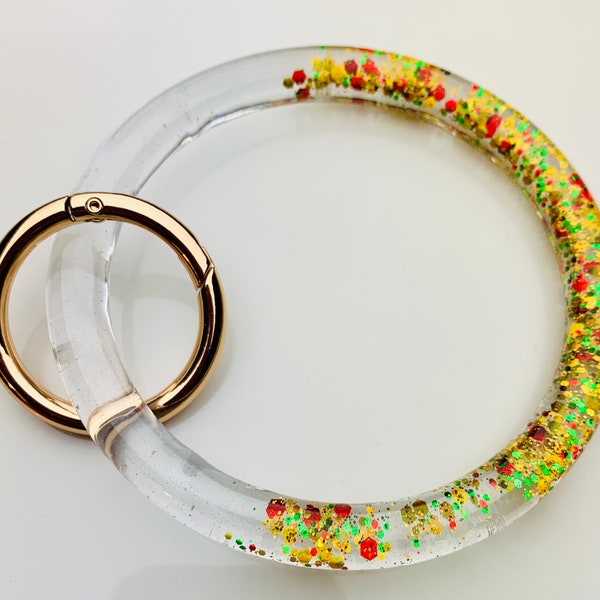 Bracelet porte-clés doré à paillettes multiples uniquement | Porte-clés personnalisé | Porte-clés personnalisé