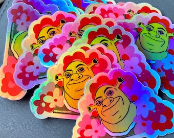Girly Holographic Vinyl Shrek Sticker