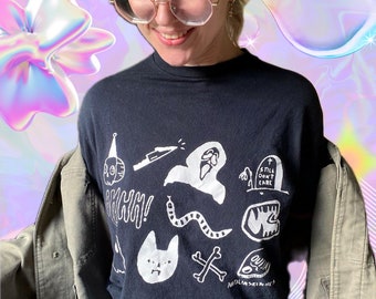 Spooky Horror Doodle Art Tee | Cute Halloween T-Shirt