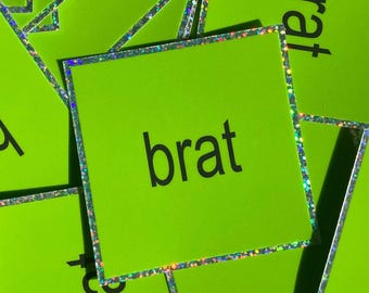 グリーングリッターブラットスクエアステッカー