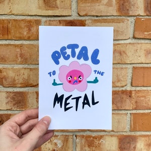 Bloemblad naar de Metal Punny Flower Art Print