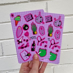Niedliches illustriertes Doodle-Stickerblatt | 2ER PACKUNG